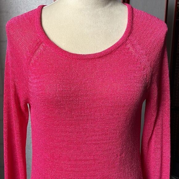 Bisou Bisou Michele Bohbot Pink Semi-Sheer Top w/Open Back (Size: Small) - Picture 6 of 11